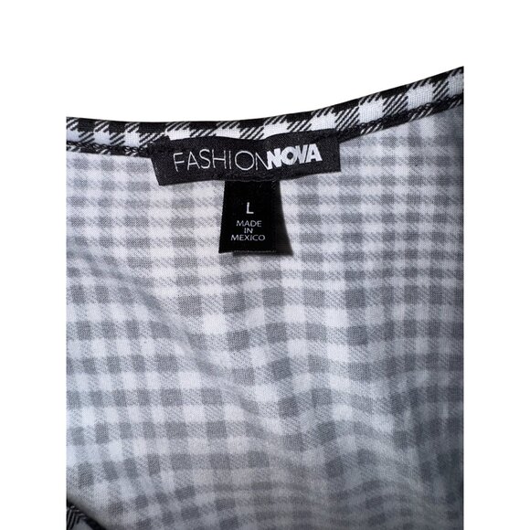 Fashion Nova Black & White Gingham Two-Piece Set Crop Top Pants Large Sexy Cute - Picture 11 of 11